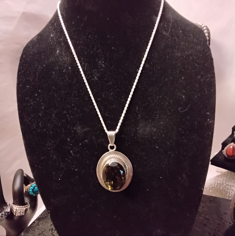 Huge Sterling Silver Pendant With 1.5mm Sterling Rope Necklace 19.5 Inch
